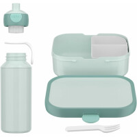 Mepal - Pausenset Campus - Set für Kinder mit Pop-up Trinkflasche & Lunch Box - Lunch-Set für die Schule oder unterwegs - Spülmaschinenfest - 400 + 750 ml - Cool mint