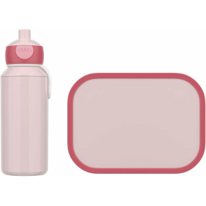 Mepal - Pausenset Campus - Set für Kinder mit Pop-up Trinkflasche & Lunch Box - Lunch-Set für die Schule oder unterwegs - Spülmaschinenfest - 400 + 750 ml - Cool pink
