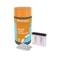 Steinbach | Poolpflege Test-Set | Sauerstoffgranulat 1 KG & Testkit für pH/O | ideal zur Wasserkontrolle, Erstdosierung & Schockbehandlung | Poolwasser sauber & kristallklar