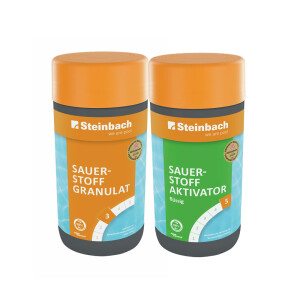 Steinbach | Wasserpflege Sauerstoff Starter Set I Pool Starterset für Einsteiger I Sauerstoffgranulat & Sauerstoffaktivator | Pool-Zubehör-Set ideal für Erstdosierung