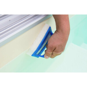 Steinbach | Reinigungsset | Nano Reinigungsschwamm Doppelpack + Handschrubber De Luxe | chemiefrei reinigen mit Nanotechnologie | für Schwimmbadfolien & Kunststoffoberflächen