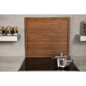 Neustanlo | XXL Schneide- & Abdeckplatte 56×50×4 cm | FSC®-zertifizierter Bambus | dunkelbraun | als Herdabdeckung, Schneidebrett oder Backbrett nutzbar | extra stabil & hygienisch