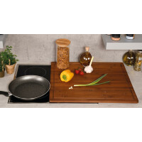 Neustanlo | XXL Schneide- & Abdeckplatte 56×50×4 cm | FSC®-zertifizierter Bambus | dunkelbraun | als Herdabdeckung, Schneidebrett oder Backbrett nutzbar | extra stabil & hygienisch