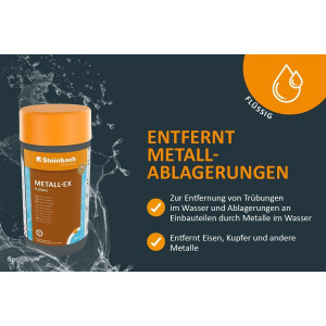 Steinbach | Pool Reinigungs-Set | Metall-EX flüssig 1l + Handschrubber Doppelpack | entfernt Metalle & Ablagerungen | ideal für Beckenböden, Wände & Einbauteile