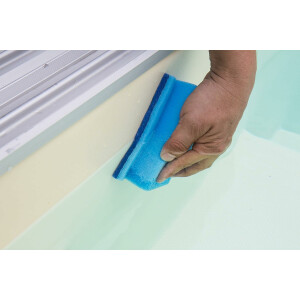 Steinbach | Beckenreiniger-Set alkalisch 1l + Handschrubber Doppelpack | gegen Fett, Kalkseife & Schmutz | materialschonend & effektiv | für Innen- & Außenpools | Grundreinigung