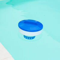 Steinbach Poolpflege-Set | Chlordosierschwimmer Maxi Ø 17 cm & Chlortabs 200 g, 1 kg | für Dauerdosierung | Verstellbarer Dosierregler | für Pools & Salzwasser geeignet | platzsparend faltbar