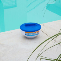 Steinbach Poolpflege-Set | Chlordosierschwimmer Maxi Ø 17 cm & Chlortabs 200 g, 1 kg | für Dauerdosierung | Verstellbarer Dosierregler | für Pools & Salzwasser geeignet | platzsparend faltbar