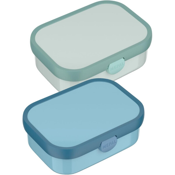 Mepal - Lunchboxen Campus 2er Set - Bento Lunchboxen für Kinder - Brotdosen mit Bento-Fach & Gabel - Meal Prep Box mit Clip-Verschluss - Spülmaschinenfest - 750 ml - Cool blue & Cool mint