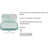 Mepal - Lunchboxen Campus 2er Set - Bento Lunchboxen für Kinder - Brotdosen mit Bento-Fach & Gabel - Meal Prep Box mit Clip-Verschluss - Spülmaschinenfest - 750 ml - Cool blue & Cool mint