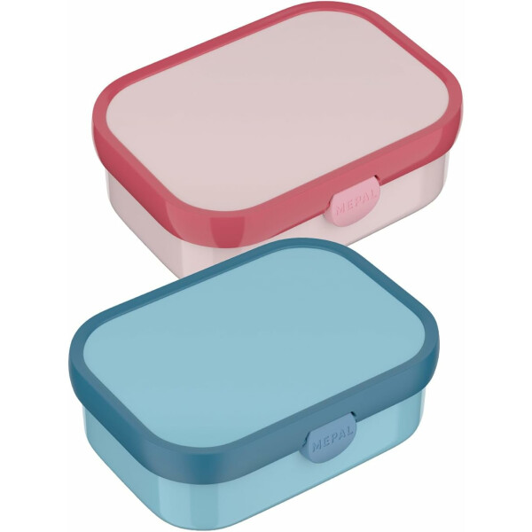 Mepal - Lunchboxen Campus 2er Set - Bento Lunchboxen für Kinder - Brotdosen mit Bento-Fach & Gabel - Meal Prep Box mit Clip-Verschluss - Spülmaschinenfest - 750 ml - Cool blue & Cool pink