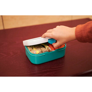 Mepal - Lunchboxen Campus 2er Set - Bento Lunchboxen für Kinder - Brotdosen mit Bento-Fach & Gabel - Meal Prep Box mit Clip-Verschluss - Spülmaschinenfest - 750 ml - Cool blue & Cool pink