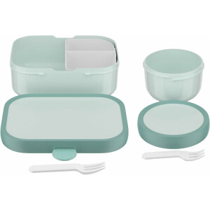 Mepal | Kinder Obst- und Bento Box | Campus meets Fruits | Spülmaschinenfest & BPA-frei | 300 & 750 ml | Mit Fächern, Gabel & Clip-Verschluss | Perfekt für Snacks & Mahlzeiten | Cool Mint