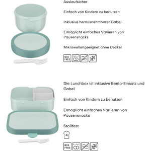 Mepal | Kinder Obst- und Bento Box | Campus meets Fruits | Spülmaschinenfest & BPA-frei | 300 & 750 ml | Mit Fächern, Gabel & Clip-Verschluss | Perfekt für Snacks & Mahlzeiten | Cool Pink