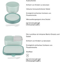 Mepal | Kinder Obst- und Bento Box | Campus meets Fruits | Spülmaschinenfest & BPA-frei | 300 & 750 ml | Mit Fächern, Gabel & Clip-Verschluss | Perfekt für Snacks & Mahlzeiten | Cool Pink