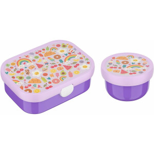 Mepal | Kinder Obst- und Bento Box | Campus meets Fruits | Spülmaschinenfest & BPA-frei | 300 & 750 ml | Mit Fächern, Gabel & Clip-Verschluss | Perfekt für Snacks & Mahlzeiten | Food Fest