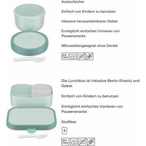 Mepal | Kinder Obst- und Bento Box | Campus meets Fruits | Spülmaschinenfest & BPA-frei | 300 & 750 ml | Mit Fächern, Gabel & Clip-Verschluss | Perfekt für Snacks & Mahlzeiten | Food Fest
