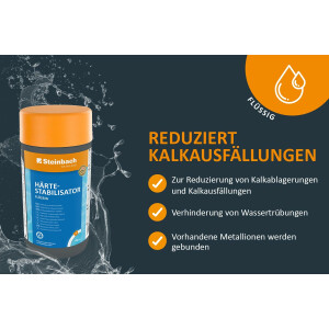 Steinbach | Flüssiger Härtestabilisator | optimaler Kalkschutz | für kristallklares Poolwasser | einfache Dosierung | ideal für Poolpflege | Inhalt: 1 Liter