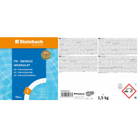 Steinbach Poolpflege pH-Minus Granulat – 0753001TS04 – 4 Stück | 1,5 kg – Zur pH-Wert-Senkung im Pool/Gut löslich & staubreduziert/Für bessere Wirksamkeit von Chlor & Desinfektionsmitteln