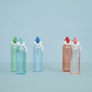 Mepal - Wasserflasche Pop-Up Campus - Auslaufsichere Trinkflasche für Schule & Unterwegs - Transparente Trinkbecher - BPA-frei & Spülmaschinenfest - 500 ml - Cool blue