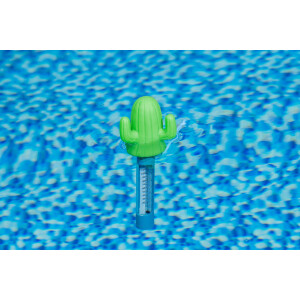 Bestway Poolzubehör-Set | schwimmendes Thermometer Kaktus 25cm & Dosierschwimmer Ø 12,5cm | Pooltemperatur & Chlordosierung | stylisch & funktional | verstellbare Dosieröffnung
