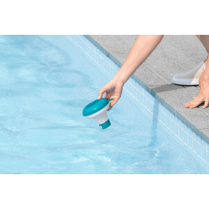 Bestway Poolzubehör-Set | schwimmendes Thermometer Kaktus 25cm & Dosierschwimmer Ø 12,5cm | Pooltemperatur & Chlordosierung | stylisch & funktional | verstellbare Dosieröffnung