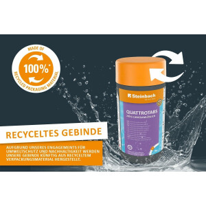 Steinbach Poolpflege Test-Set | Quicktest Streifen für pH-Wert & freies Chlor + Quattrotabs 200g | Wasseranalyse & Desinfektion in einem Set | schnelllöslich & pH-neutral | für Pools & Whirlpools