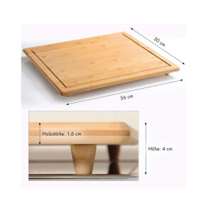 Kesper | XXL Schneideplatte | Abdeckplatte extra groß | 56 x 50 x 4 cm | Backbrett | FSC Bambus | ideal auch Schneideplatte oder Hackbrett