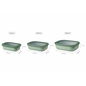 Mepal Multi Bowl Cirqula Rectangular - Mikrowellen Geschir - Geeignet als Luftdichte Aufbewahrungsbox für den Kühlschrank, Mikrowellengeschirr & als Frischhaltedosen - 500 ml - Nordic blue
