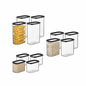 Mepal Modula Vorratsdosen Set XXL 12-teilig | 4x 1000 ml, 4x 1500 ml, 4x 2000 ml | luftdicht & stapelbar | Aufbewahrungsboxen für Lebensmittel | spülmaschinengeeignet | Nordic Black