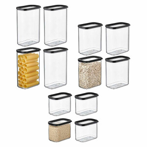 Mepal Modula Vorratsdosen Set XXL 12-teilig | 4x 1000 ml, 4x 1500 ml, 4x 2000 ml | luftdicht & stapelbar | Aufbewahrungsboxen für Lebensmittel | spülmaschinengeeignet | Nordic Black