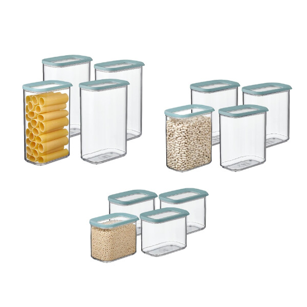 Mepal Modula Vorratsdosen Set XXL 12-teilig | 4x 1000 ml, 4x 1500 ml, 4x 2000 ml | luftdicht & stapelbar | Aufbewahrungsboxen für Lebensmittel | spülmaschinengeeignet | Nordic Green