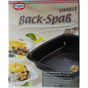 Dr. Oetker Brat- und Auflaufform 37 x 32 cm BACK SPASS, Gratinform für Lasagne und leckere Aufläufe mit Emaille-Beschichtung, Bräter aus Stahlblech (Farbe: Grau-Blau), Menge: 1 Stück