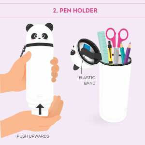 LEGAMI Set mit 10 radierbaren Gelstiften + Panda 2-in-1 Federmäppchen - mit thermoempfindlicher Löschtinte, verschiedene Tintenfarben und Schaftdesigns, 0,7 mm Spitze, Set 2