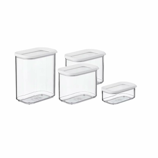 Mepal Modula Vorratsdosen Set 4-teilig | 1x 425 ml, 2x 1000 ml, 1x 1500 ml | luftdicht & stapelbar | Aufbewahrungsboxen für Lebensmittel | spülmaschinengeeignet | Nordic White