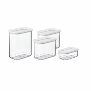 Mepal Modula Vorratsdosen Set 4-teilig | 1x 425 ml, 2x 1000 ml, 1x 1500 ml | luftdicht & stapelbar | Aufbewahrungsboxen für Lebensmittel | spülmaschinengeeignet | Nordic White