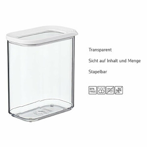 Mepal Modula Vorratsdosen Set 4-teilig | 1x 425 ml, 2x 1000 ml, 1x 1500 ml | luftdicht & stapelbar | Aufbewahrungsboxen für Lebensmittel | spülmaschinengeeignet | Nordic White