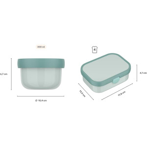 Mepal | Kinder Obst- und Bento Box | Campus meets Fruits | Spülmaschinenfest & BPA-frei | 300 & 750 ml | Mit Fächern, Gabel & Clip-Verschluss | Perfekt für Snacks & Mahlzeiten | Cool Blue