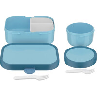 Mepal | Kinder Obst- und Bento Box | Campus meets Fruits | Spülmaschinenfest & BPA-frei | 300 & 750 ml | Mit Fächern, Gabel & Clip-Verschluss | Perfekt für Snacks & Mahlzeiten | Cool Blue