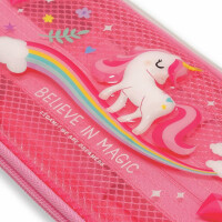 LEGAMI WonderWow Federmäppchen & radierbarer Stift | Set mit 5 niedlichen Tierstiften mit thermosensitiver Tinte + Federmäppchen mit 2 Fächern (Einhorn)