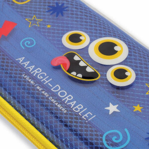 LEGAMI WonderWow Federmäppchen & radierbarer Stift | Set mit 5 niedlichen Tierstiften mit thermosensitiver Tinte + Federmäppchen mit 2 Fächern (Monster)