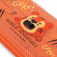 LEGAMI WonderWow Federmäppchen & radierbarer Stift | Set mit 5 niedlichen Tierstiften mit thermosensitiver Tinte + Federmäppchen mit 2 Fächern (Tiger)