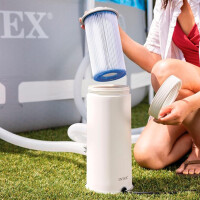 Intex 26604GS C600 Kartuschenfilterpumpe | 2271 l/h | für Pools bis Ø 366 cm | mit Hydro Aeration Technology | 230 V | Komplett-Set mit Zubehör für Installation & sauberes Poolwasser