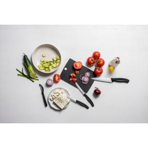 Victorinox Swiss Classic Profi Gemüsemesser-Set, 6-teilig, Allzweckmesser, Wellenschliff, Scharfe Klingen, 10 cm, Robuste Kunststoffgriffe, Schwarz