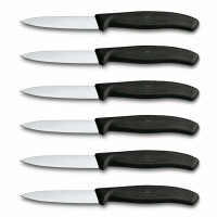Victorinox Swiss Classic Profi Gemüsemesser-Set, 6-teilig, Allzweckmesser, Wellenschliff, Scharfe Klingen, 10 cm, Robuste Kunststoffgriffe, Schwarz