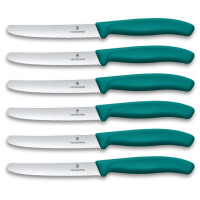 Victorinox Swiss Classic Profi Tomaten- und Tafelmesser-Set, 6-teilig, Wellenschliff, Scharfe Klingen, 11 cm, Robuste Kunststoffgriffe, Grün