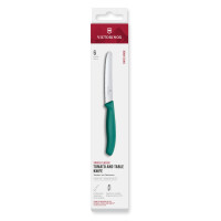 Victorinox Swiss Classic Profi Tomaten- und Tafelmesser-Set, 6-teilig, Wellenschliff, Scharfe Klingen, 11 cm, Robuste Kunststoffgriffe, Grün