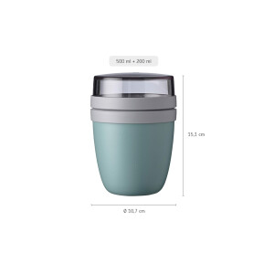 Mepal - Lunchpot Ellipse Duo Pack - Praktischer Müslibecher, Joghurtbecher, To Go Becher - Geeignet für Tiefkühler, Mikrowelle & Spülmachine - 300 & 500 ml - Campus Red