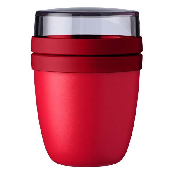 Mepal - Lunchpot Ellipse Mini - Praktischer Joghurtbecher & Müslibecher - Unterteilung für Joghurt & Müsli - Geeignet für Gefrierschrank, Mikrowelle & Spülmaschine - 300 ml + 120 ml - Campus Red