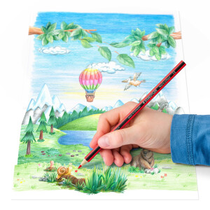 STAEDTLER Buntstifte Noris colour, rutschfeste Soft-Oberfläche, hohe Bruchfestigkeit, Made from Upcycled Wood, intensive Farben, Sechskantformat, 36 Farbstifte im Kartonetui, 185 CD36