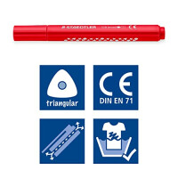 Staedtler 328-B C12 Dicke Fasermaler Noris jumbo, ergonomischer Schaft, für Kinder ab 4 Jahren, 12 Filzstifte in sortierten Farben in umweltfreundlicher Kartonverpackung
